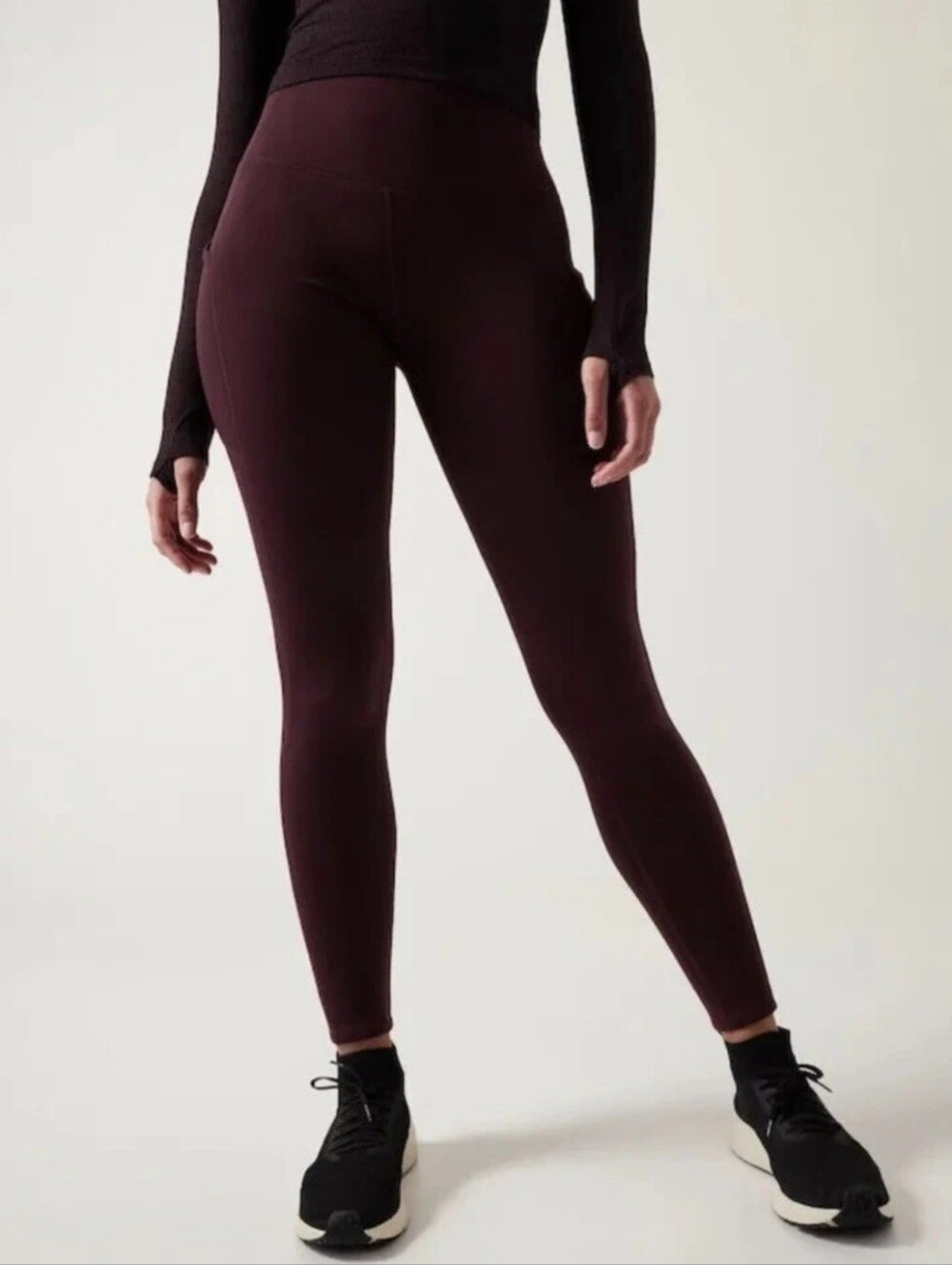 Athleta Altitude Stash Tight In Polartec Powerstretch Spiced Cabernet Size XXS.